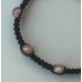 ARMBAND geknoopt ZWART met ROZE 3D kralen 